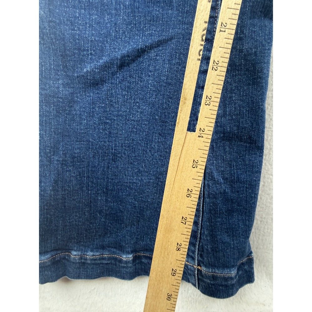 American Eagle Super Hi-Rise Flare Jeans Womens 14 Long Blue Medium Wash Stretch - Picture 2 of 8